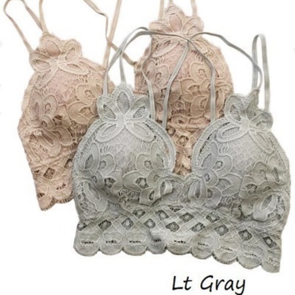 🆕 Light Gray Crochet Lace Bralette - Picture 3 of 5